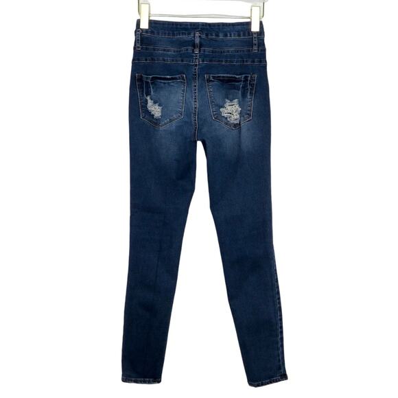 Charlotte Russe Refuge High Rise Dark Wash Ripped Jeans Size 2 - Picture 3 of 5